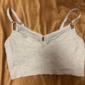 Aerie gray cropped tank w/ built in bralette